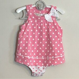 First Impressions Pink Polka Dot Sunsuit with Bow